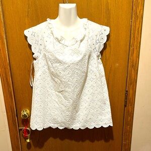 Lilly Pulitzer Cream Ruffled Bib Collar Blouse 14